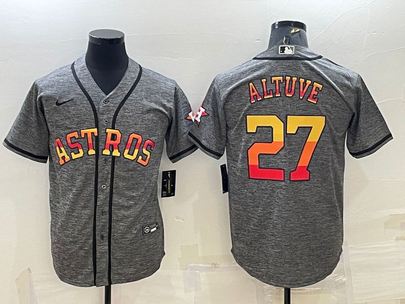 Men Houston Astros #27 Altuve Grey hemp ash Rainbow Game Nike 2022 MLB Jerseys